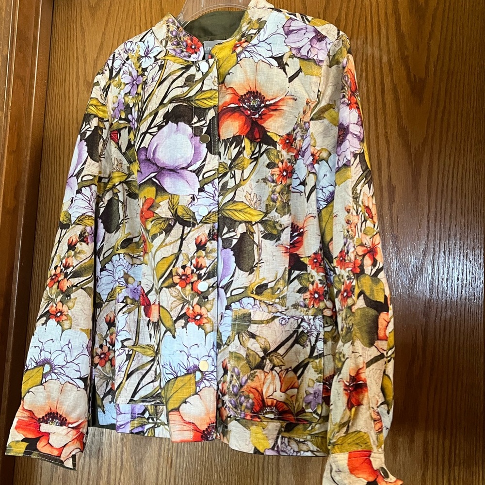 Chico's Purple and Orange Floral Blazer